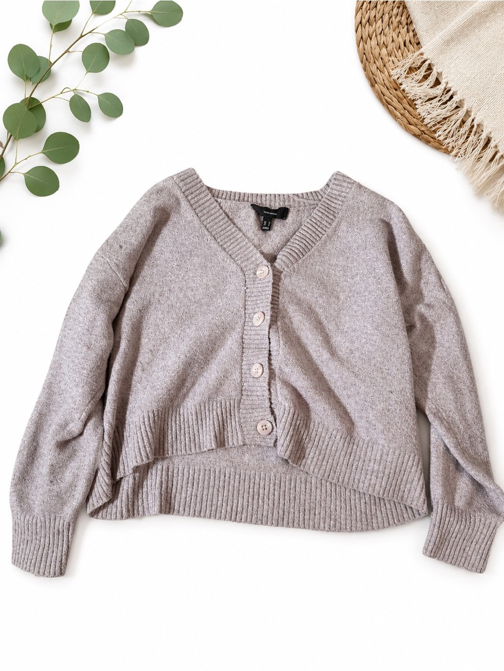 Vero Moda Taupe Cropped Button-Up Cardigan